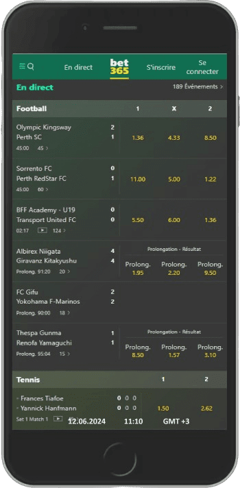 Captura de tela no telefone da página da casa de apostas Bet365