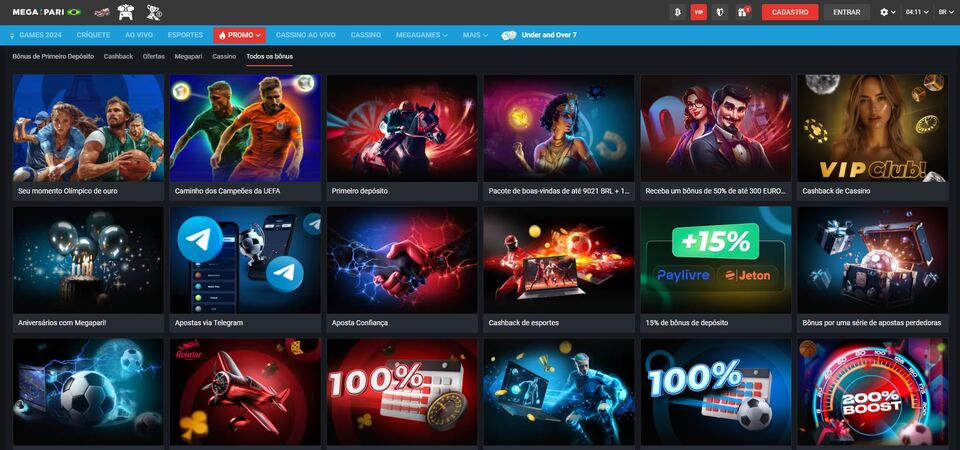 Imagem da pagina com promocoes no Megapari