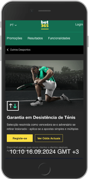 Captura de tela de uma página com garantia em abandono no tênis bet365 