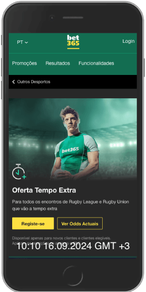 Captura de tela de uma página com oferta da prorrogação bet365