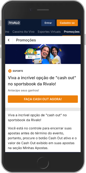 Aproveite o cash out da Rivalo e encerre o seu palpite antes do resultado final 