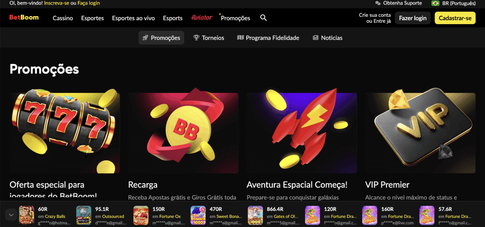 captura de tela da página promocional do Betboom