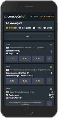 Captura de tela móvel da página de esportes Campeonbet