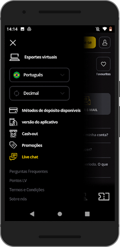 Opção de chat ao vivo para móvel LVbet