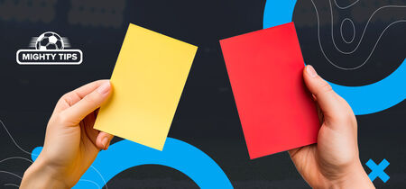 Imagem para 'Como apostar em cartões amarelos e vermelhos?' imagem de um cartão vermelho e amarelo