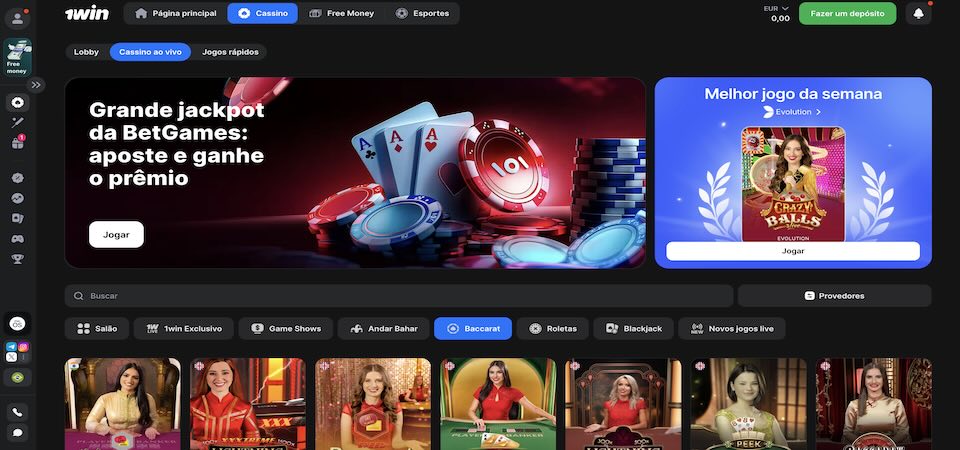 Captura de tela da página do cassino 1win1win cassino