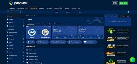Captura de tela da página esportiva da Galera Bet