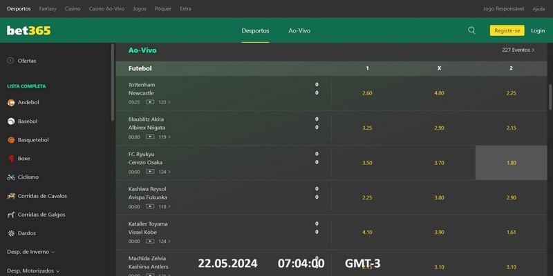 Página de esportes da casa de apostas bet365